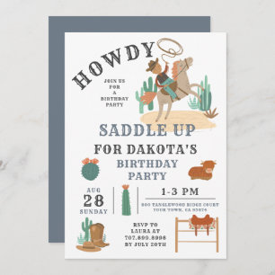 Wild West Cowboy Birthday Uitnodiging