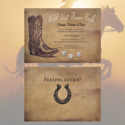 Wild West Cowboy Boot Bunco Kaart