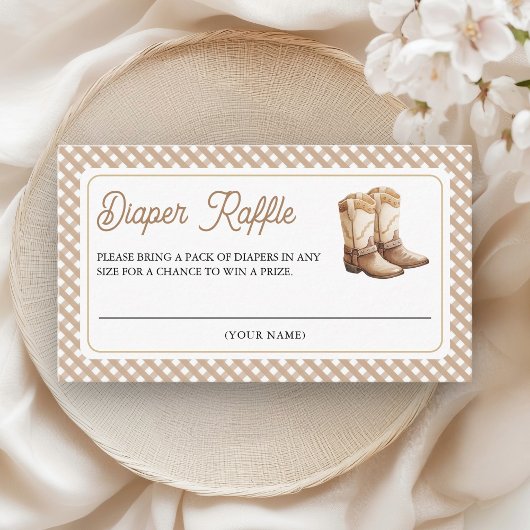 Wild West Cowboy Boots Baby Shower Diaper Raffle Informatiekaartje