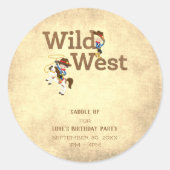 Wild West Cowboy Cowgirl Kinderdag Ronde Sticker (Voorkant)