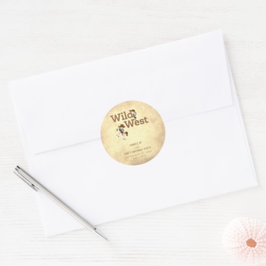 Wild West Cowboy Cowgirl Kinderdag Ronde Sticker (Envelop)