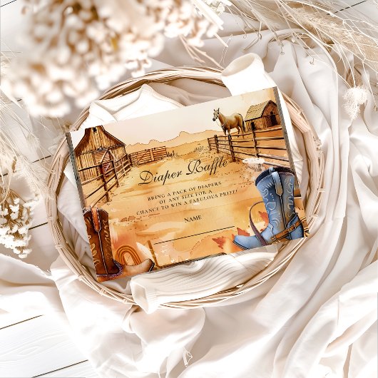 Wild West Cowboy Diapper Raffle Informatiekaartje