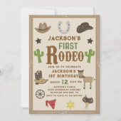 Wild West Cowboy Eerste Rodeo 1e Verjaardag Foto Kaart (Voorkant)