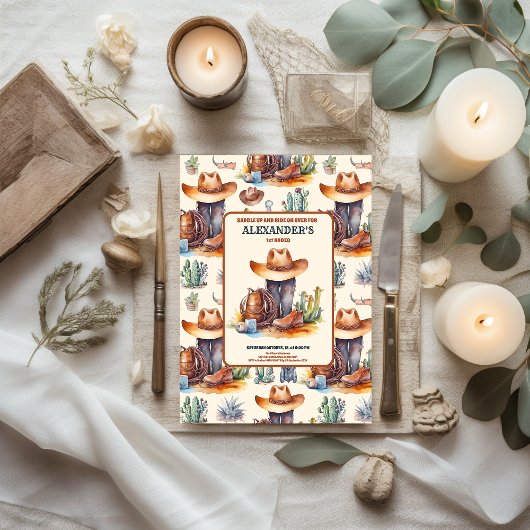 Wild West Cowboy Eerste Rodeo Verjaardag Kaart