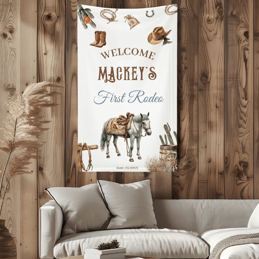 Wild West Cowboy eerste verjaardag Spandoek