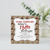 Wild West Cowboy Land Western op Burlap Pattern Kaart (Staand voorkant)