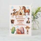 Wild West Cowboy Land Westerne Birthday Party Kaart (Staand voorkant)