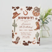 Wild West Cowboy Land Westerne Birthday Party Kaart (Staand voorkant)