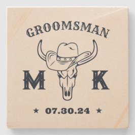 Wild West Cowboy Monogram Best Man Groomsmen Stenen Onderzetter