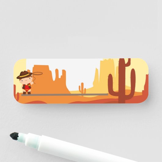 Wild West cowboy Naamplaatje (In situ)