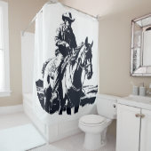 Wild West Cowboy Paard Terug Rijden Douchegordijn (In situ)