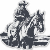 Wild West Cowboy Paard Terug Rijden Sticker (Voorkant)