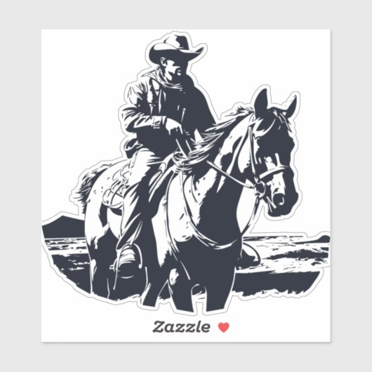 Wild West Cowboy Paard Terug Rijden Sticker (Vel)