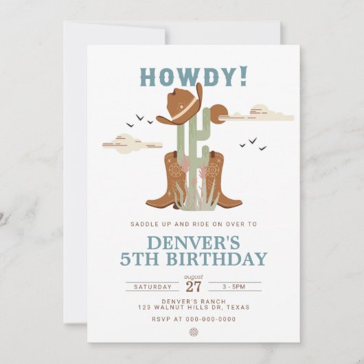 Wild West Cowboy Pet Boots Westerne Birthday Party Kaart (Voorkant)