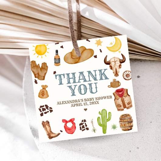 Wild West Cowboy Rodeo Baby Shower Bedankjes Labels