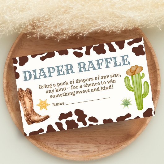 Wild West Cowboy Rodeo Baby Shower Diaper Raffle Informatiekaartje