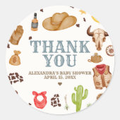 Wild West Cowboy Rodeo Baby Shower Ronde Sticker (Voorkant)