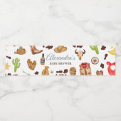 Wild West Cowboy Rodeo Baby Shower Waterfles Etiket (Enkel label)