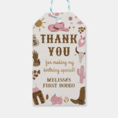 Wild West Cowboy Rodeo Verjaardag Bedankt Cadeaulabel (Achterkant)