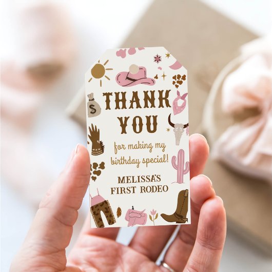 Wild West Cowboy Rodeo Verjaardag Bedankt Cadeaulabel