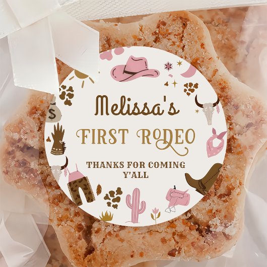 Wild West Cowboy Rodeo Verjaardag Bedankt Ronde Sticker