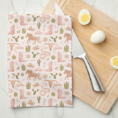 Wild West Cowboy Roze Theedoek (Quarter Fold)