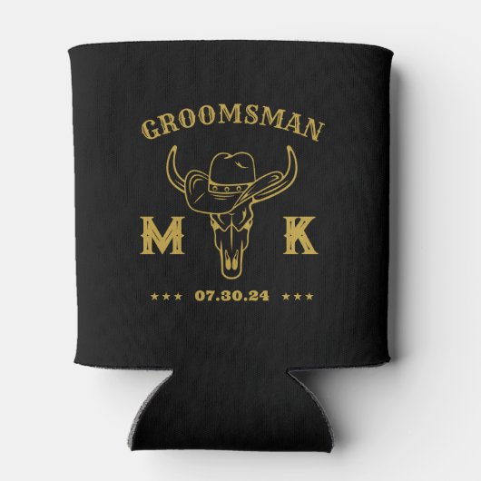 Wild West Cowboy Specialized Groomsmen Monogram Blikjeskoeler (Achterkant)