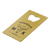 Wild West Cowboy Specialized Groomsmen Monogram Creditkaart Flessenopener (Achterkant Gekanteld)