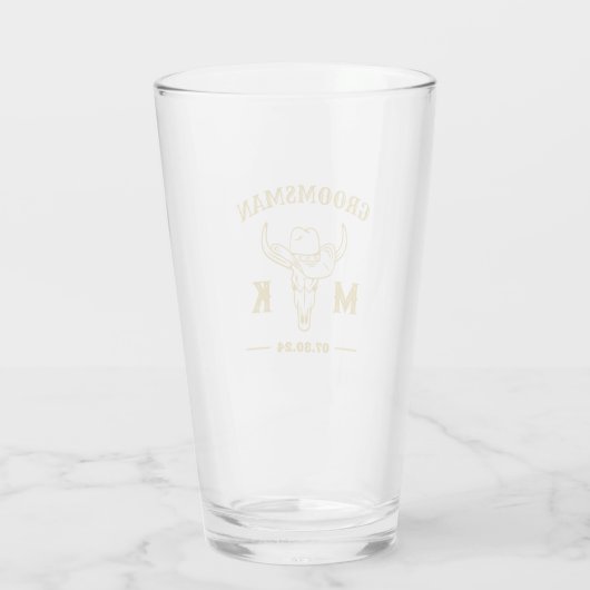 Wild West Cowboy Specialized Groomsmen Monogram Glas (Achterkant)