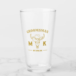 Wild West Cowboy Specialized Groomsmen Monogram Glas