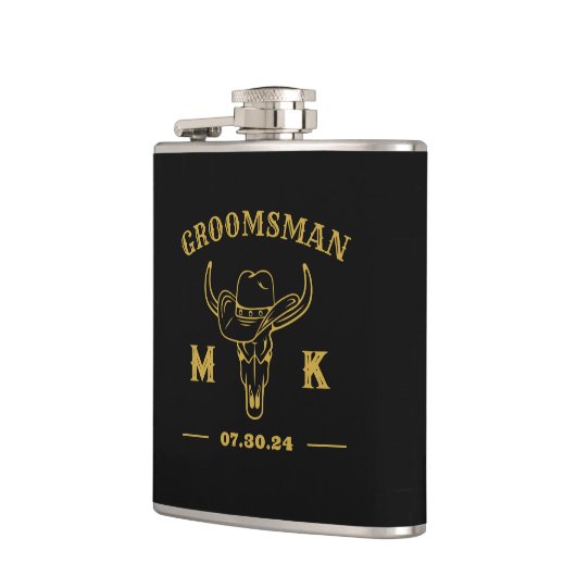 Wild West Cowboy Specialized Groomsmen Monogram Heupfles (Links)