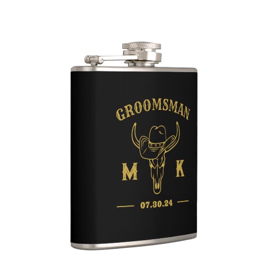 Wild West Cowboy Specialized Groomsmen Monogram Heupfles (Rechts)