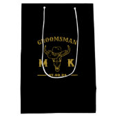 Wild West Cowboy Specialized Groomsmen Monogram Medium Cadeauzakje (Achterkant)