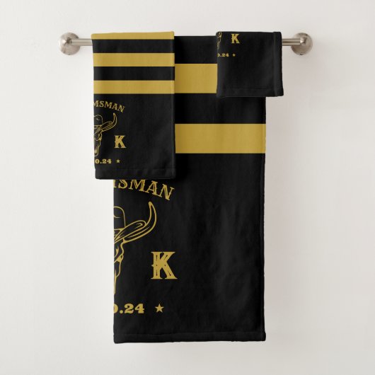 Wild West Cowboy Specialized Monogram Groomsmen Bad Handdoek (Insitu)