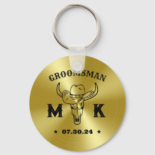 Wild West Cowboy Specialized Monogram Groomsmen Sleutelhanger