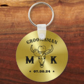 Wild West Cowboy Specialized Monogram Groomsmen Sleutelhanger (Voorkant)