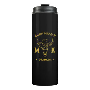 Wild West Cowboy Specialized Monogram Groomsmen Thermosbeker