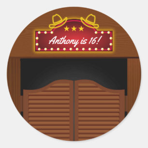 Wild West Cowboy Thél 16th Birthday Party Ronde Sticker