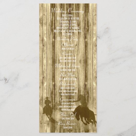 Wild west cowboy thema kerk bruiloft programma programmakaart (Achterkant)