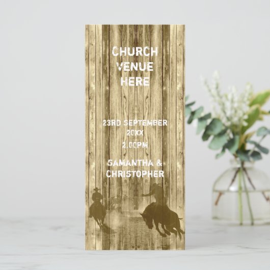Wild west cowboy thema kerk bruiloft programma programmakaart (Staand voorkant)