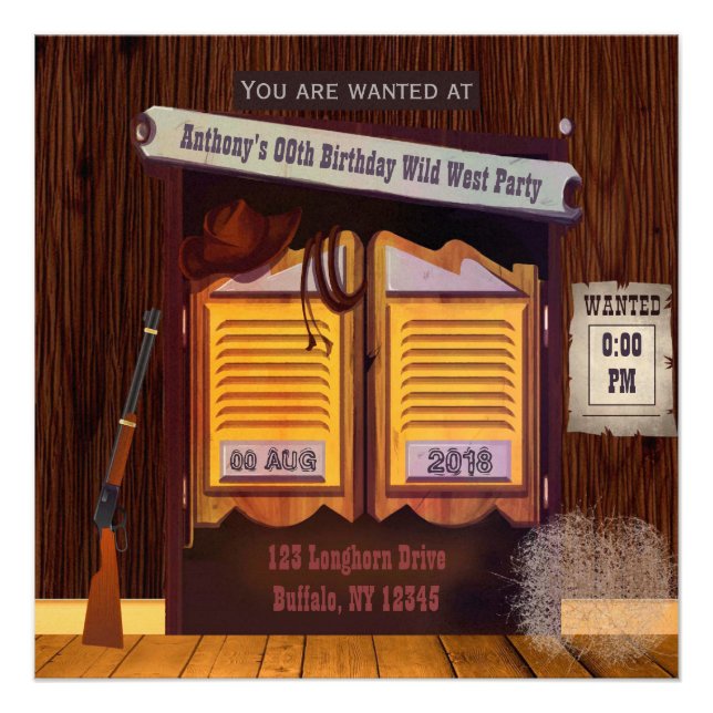 Wild West Cowboy ThleParty voegt foto-uitnodiging  13,3x13,3 Vierkante Uitnodiging Kaart (Voorkant)