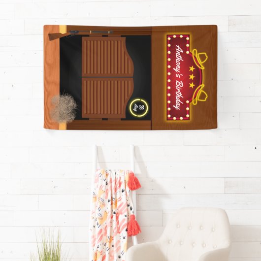 Wild West Cowboy Thmed Birthday Spandoek (Insitu)