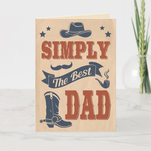  Wild West Cowboy Typografie Vaderdag Kaart (Voorkant)