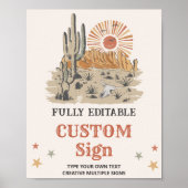 Wild West Cowboy Verjaardagsfeest Tafelteken Poster (Voorkant)