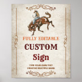 Wild West Cowboy Verjaardagsfeest Tafelteken Poster (Voorkant)
