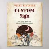 Wild West Cowboy Verjaardagsfeest Tafelteken Poster (Voorkant)