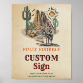 Wild West Cowboy Verjaardagsfeest Tafelteken Poster (Voorkant)