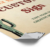 Wild West Cowboy Verjaardagsfeest Tafelteken Poster (Hoek)