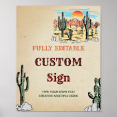 Wild West Cowboy Verjaardagsfeest Tafelteken Poster (Voorkant)