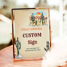 Wild West Cowboy Verjaardagsfeest Tafelteken Poster